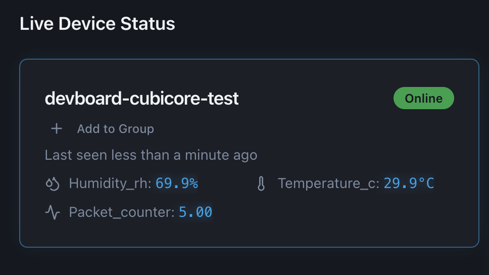 Claimed Devboard appearing in the Live Device Status list