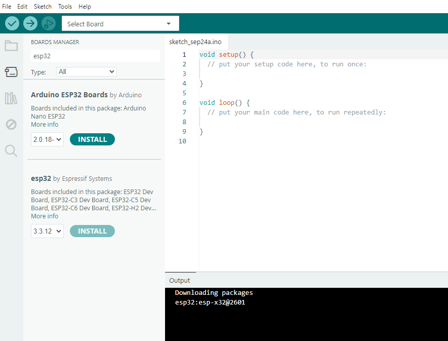 esp32 by Espressif Systems installing from the Arduino IDE Boards Manager