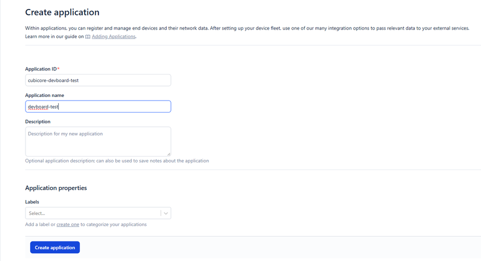 Configuring the Application ID and application name in TTN