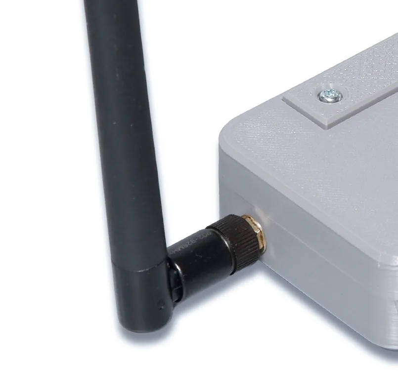 The Gateway Hub with its hinged antenna folded down for storage or compact placement